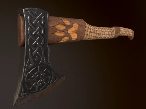 viking axe 2 color low-poly 3D Model