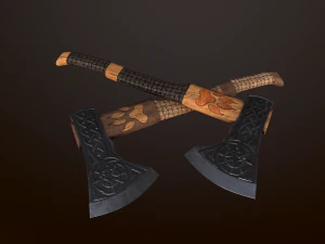 viking axe 2 color low-poly 3D Model