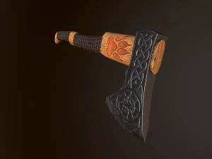 viking axe 2 color low-poly 3D Model
