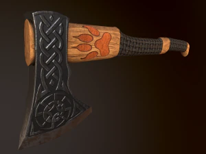 viking axe 2 color low-poly 3D Model