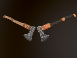 viking axe 2 color low-poly 3D मॉडल