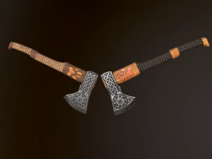 viking axe 2 color low-poly 3D Model