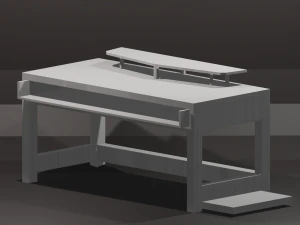 pc table bench low-poly 3D Model