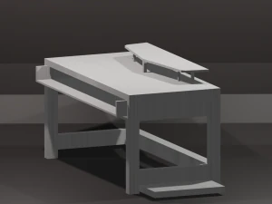 pc table bench low-poly 3D Model