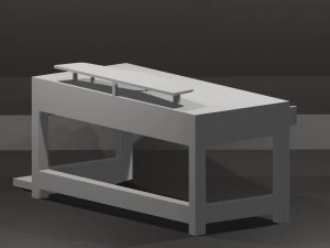 pc table bench low-poly 3D Model