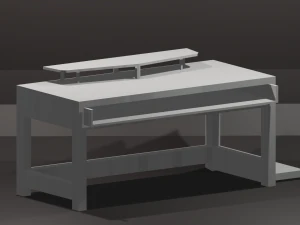 pc table bench low-poly 3D Model