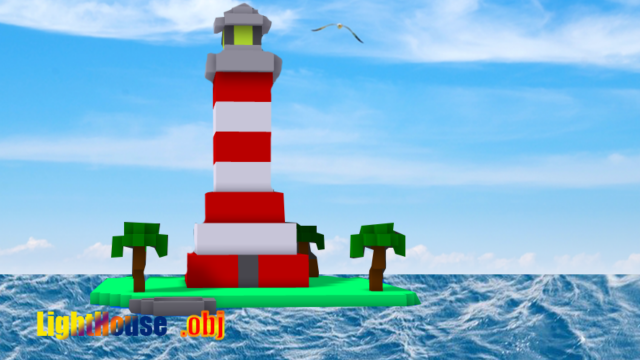 lighthouse voxel for commercial use Model 3D .c4d .max .obj .3ds .fbx .stl .blend 
