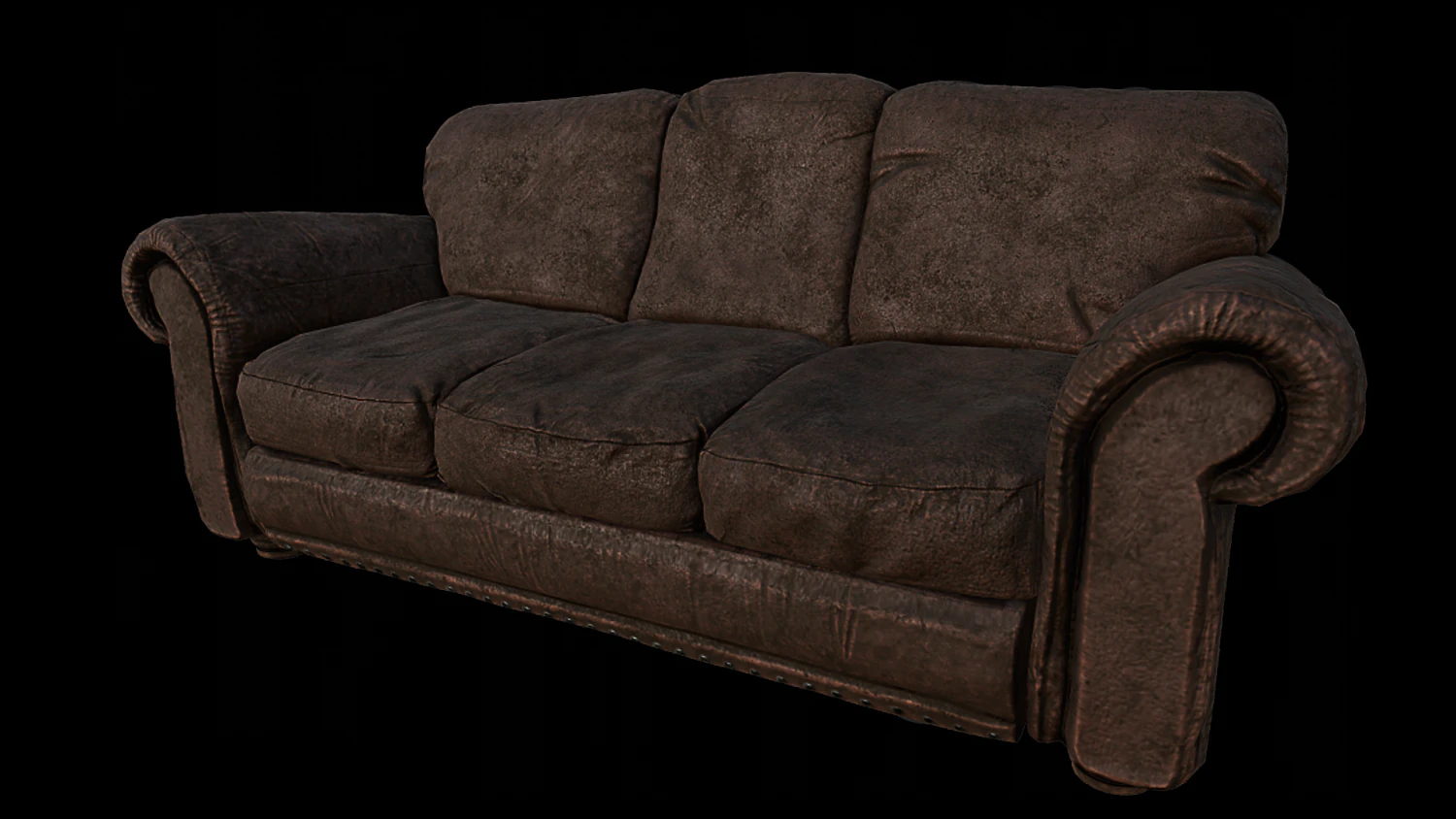 dirty - used leather couch 3D Model .c4d .max .obj .3ds .fbx .stl .blend