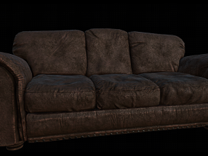 dirty - used leather couch 3D Model