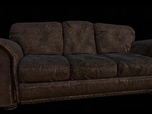 dirty - used leather couch 3D Model