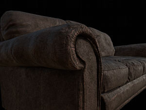 dirty - used leather couch 3D Model