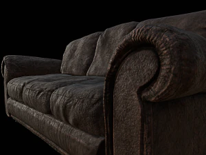 dirty - used leather couch 3D Model