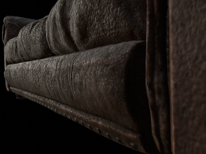 dirty - used leather couch 3D Model