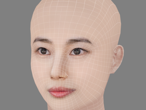 BAE Suzy Head - No Hair - Low poly head for game Model 3D