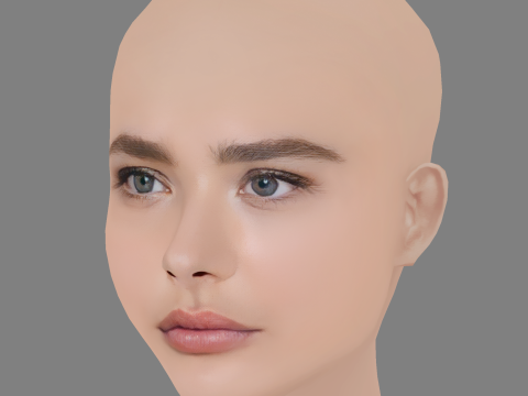 Chloe Grace Moretz Head - No Hair - Low poly head for game Modelo 3D