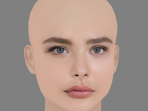 Chloe Grace Moretz Head - No Hair - Low poly head for game Modelo 3D