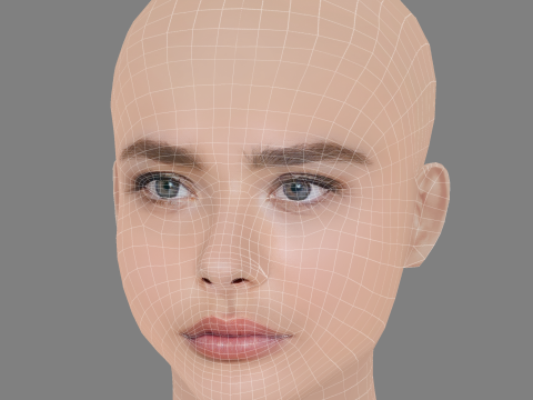 Chloe Grace Moretz Head - No Hair - Low poly head for game Modelo 3D