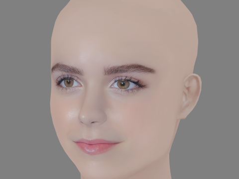 Kiernan Shipka Head - No Hair - Low poly head for game Modelo 3D