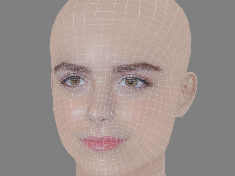 Kiernan Shipka Head - No Hair - Low poly head for game Modelo 3D