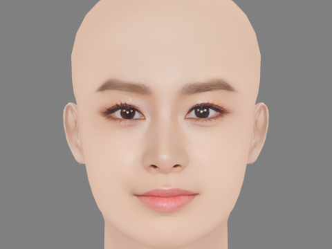 Kim Tae-Hee Head - No Hair - Low poly head for game Modello 3D