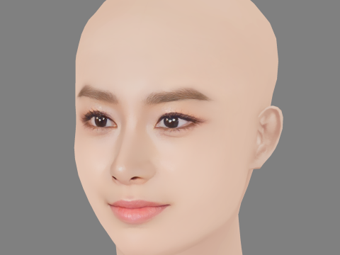 Kim Tae-Hee Head - No Hair - Low poly head for game Modello 3D