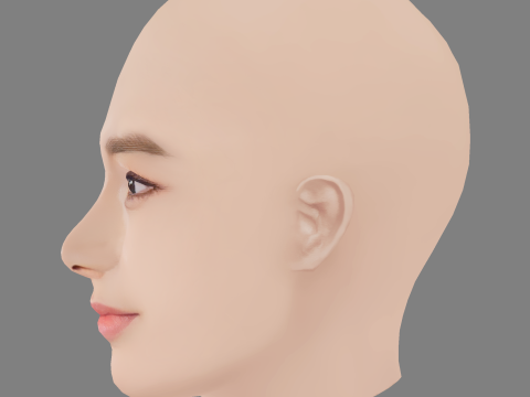 Kim Tae-Hee Head - No Hair - Low poly head for game Modello 3D