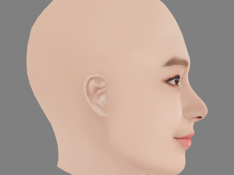Kim Tae-Hee Head - No Hair - Low poly head for game Modello 3D