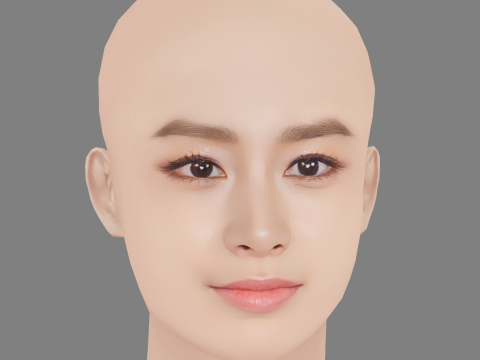 Kim Tae-Hee Head - No Hair - Low poly head for game Modello 3D