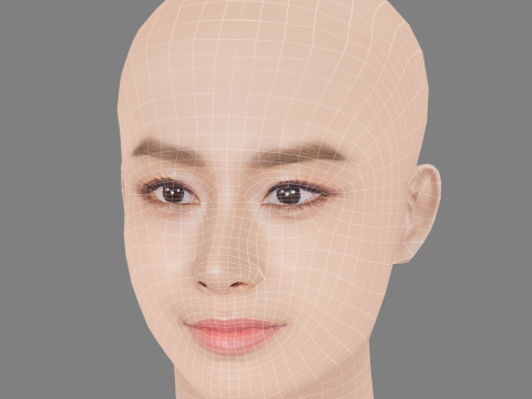 Kim Tae-Hee Head - No Hair - Low poly head for game Modello 3D