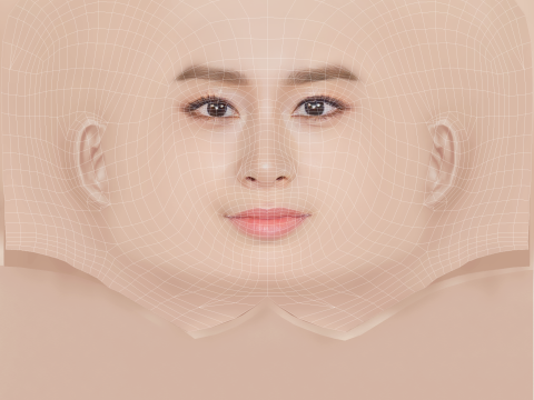 Kim Tae-Hee Head - No Hair - Low poly head for game Modello 3D