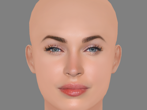 Megan Fox Head - No Hair - Low poly head for game 3D मॉडल