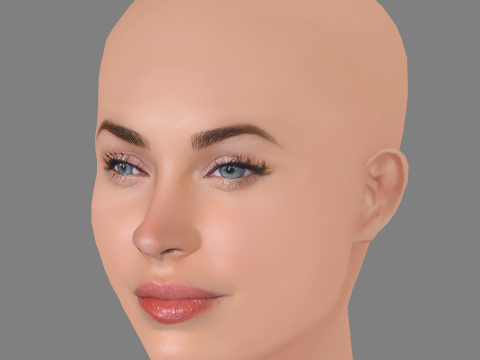 Megan Fox Head - No Hair - Low poly head for game 3D मॉडल
