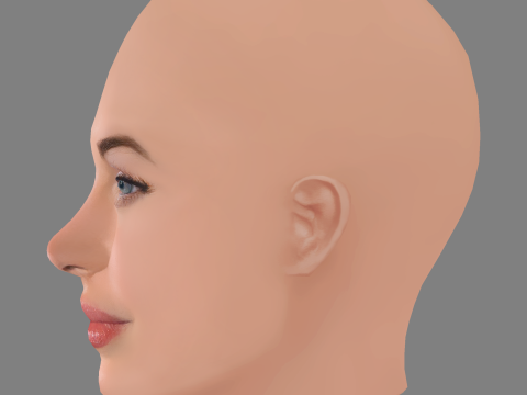 Megan Fox Head - No Hair - Low poly head for game 3D मॉडल