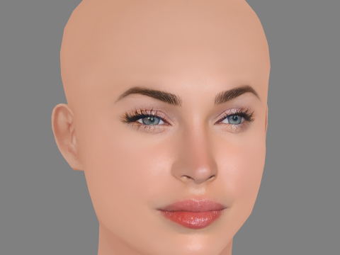 Megan Fox Head - No Hair - Low poly head for game 3D मॉडल