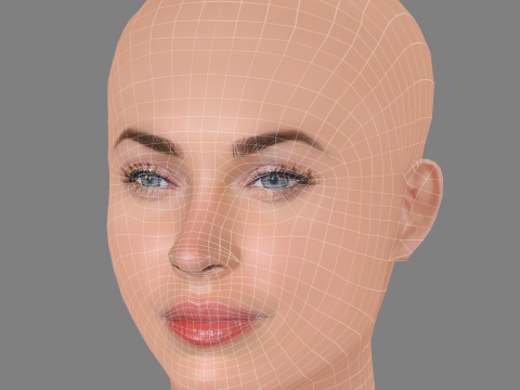 Megan Fox Head - No Hair - Low poly head for game 3D मॉडल