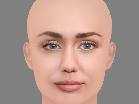 Miley Cyrus Head - No Hair - Low poly head for game Modello 3D