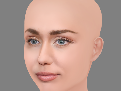 Miley Cyrus Head - No Hair - Low poly head for game Modello 3D