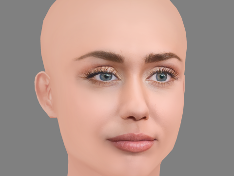 Miley Cyrus Head - No Hair - Low poly head for game Modello 3D