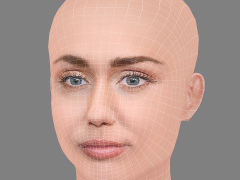 Miley Cyrus Head - No Hair - Low poly head for game Modello 3D