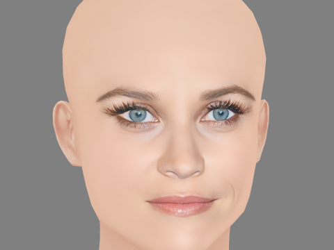 Reese Witherspoon Head - No Hair - Low poly head for game 3D Model