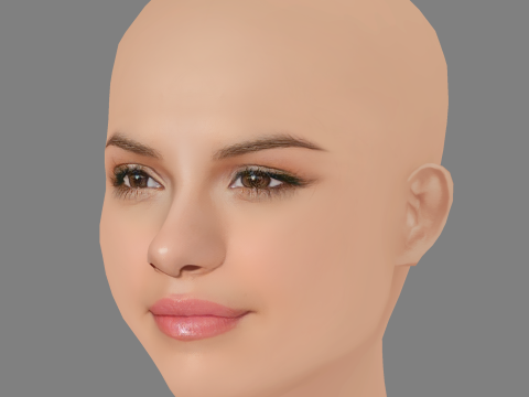 Selena Gomez Head - No Hair - Low poly head for game 3D-Modell