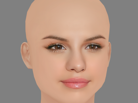 Selena Gomez Head - No Hair - Low poly head for game 3D-Modell