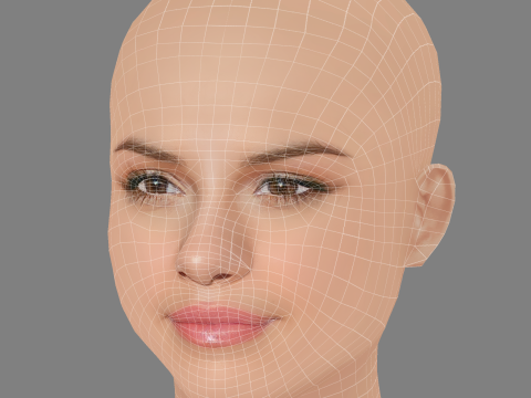 Selena Gomez Head - No Hair - Low poly head for game 3D-Modell