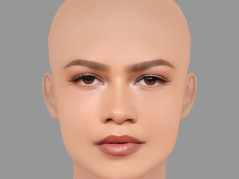 Zendaya Head - No Hair - Low poly head for game 3D 模型