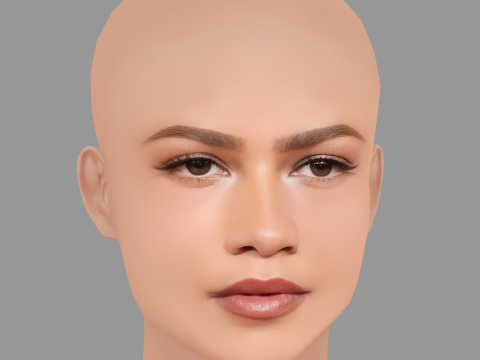 Zendaya Head - No Hair - Low poly head for game 3D 模型