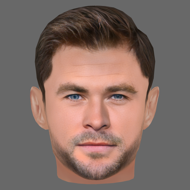 Chris Hemsworth Head - Low poly head for game Model 3D .c4d .max .obj .3ds .fbx .stl .blend 