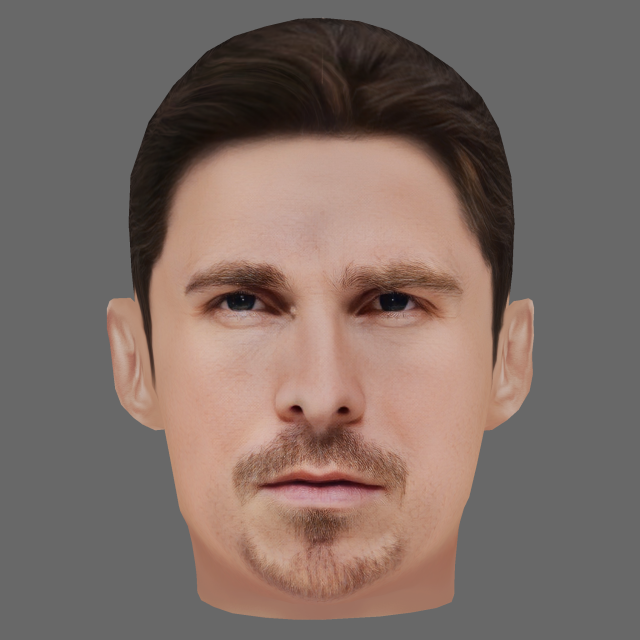 Christian Bale Head - Low poly head for game 3D Model .c4d .max .obj .3ds .fbx .stl .blend 