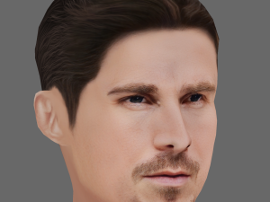 Christian Bale Head - Low poly head for game 3D Model