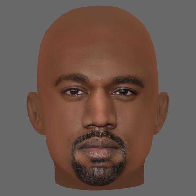 Kanye West Head - Low poly head for game 3D Model .c4d .max .obj .3ds .fbx .stl .blend 