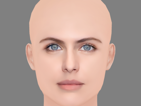 Alexandra Daddario Head - No Hair - Low poly head for game 3D Model